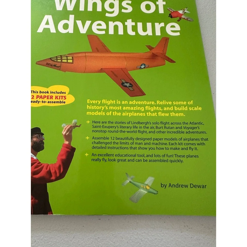 Wings of Adventure Paper Airplane Kit Book 2004 Andrew Dewar 1st
